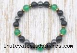 CGB8342 8mm green agate, black onyx & hematite energy bracelet