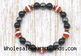 CGB8352 8mm Tibetan agate, black onyx & hematite energy bracelet