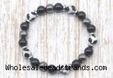 CGB8353 8mm Tibetan agate, black onyx & hematite energy bracelet