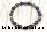 CGB8355 8mm moss agate, black onyx & hematite energy bracelet