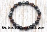 CGB8363 8mm red tiger eye, black onyx & hematite energy bracelet