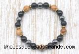 CGB8372 8mm picture jasper, black onyx & hematite energy bracelet