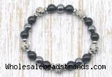 CGB8374 8mm dalmatian jasper, black onyx & hematite energy bracelet