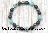 CGB8375 8mm blue sea sediment jasper, black onyx & hematite energy bracelet