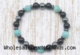 CGB8385 8mm amazonite, black onyx & hematite energy bracelet