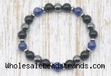 CGB8387 8mm lapis lazuli, black onyx & hematite energy bracelet