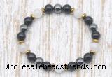 CGB8393 8mm grade A white moonstone, black onyx & hematite energy bracelet