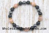 CGB8394 8mm sunstone, black onyx & hematite energy bracelet