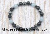 CGB8395 8mm grade A aquamarine, black onyx & hematite energy bracelet