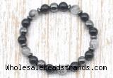 CGB8400 8mm black rutilated quartz, black onyx & hematite energy bracelet