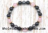 CGB8402 8mm rose quartz, black onyx & hematite energy bracelet