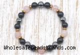 CGB8405 8mm pink quartz, black onyx & hematite energy bracelet