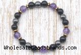 CGB8407 8mm amethyst, black onyx & hematite energy bracelet