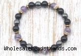 CGB8408 8mm dogtooth amethyst, black onyx & hematite energy bracelet