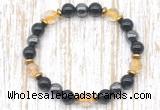 CGB8410 8mm citrine, black onyx & hematite energy bracelet