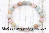 CGB8420 8mm matte amazonite, rose quartz & hematite power beads bracelet