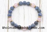 CGB8421 8mm matte sodalite, rose quartz & hematite power beads bracelet