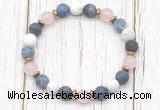 CGB8430 8mm matte sodalite, white howlite, rose quartz & hematite power beads bracelet