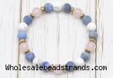 CGB8432 8mm matte lapis lazuli, white howlite, rose quartz & hematite power beads bracelet