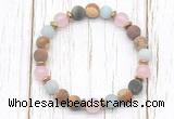 CGB8436 8mm matte amazonite, mixed jasper, rose quartz & hematite power beads bracelet