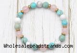 CGB8439 8mm sea sediment jasper, white howlite, rose quartz & hematite power beads bracelet