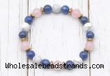 CGB8441 8mm lapis lazuli, white howlite, rose quartz & hematite power beads bracelet