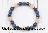 CGB8443 8mm black onyx, lapis lazuli, rose quartz & hematite power beads bracelet