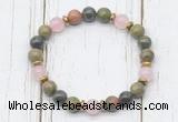 CGB8446 8mm unakite, dragon blood jasper, rose quartz & hematite power beads bracelet