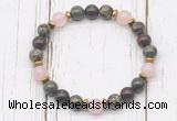 CGB8447 8mm dragon blood jasper, brecciated jasper, rose quartz & hematite power beads bracelet