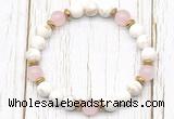 CGB8451 8mm white howlite turquoise, rose quartz & hematite power beads bracelet