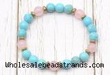 CGB8452 8mm blue howlite turquoise, rose quartz & hematite power beads bracelet