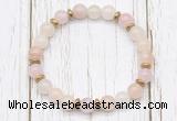 CGB8455 8mm pink aventurine, rose quartz & hematite power beads bracelet