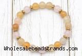 CGB8456 8mm yellow aventurine, rose quartz & hematite power beads bracelet