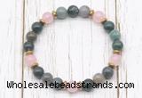 CGB8458 8mm India agate, rose quartz & hematite power beads bracelet