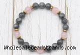 CGB8466 8mm black labradorite, rose quartz & hematite power beads bracelet