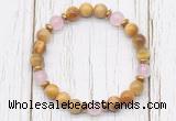 CGB8468 8mm golden tiger eye, rose quartz & hematite power beads bracelet