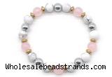 CGB8487 8mm rose quartz, white howlite & hematite energy bracelet