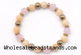 CGB8488 8mm rose quartz, honey jade & hematite energy bracelet