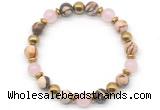 CGB8495 8mm rose quartz, zebra jasper & hematite energy bracelet