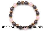 CGB8498 8mm rose quartz, brecciated jasper & hematite energy bracelet