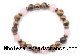 CGB8505 8mm rose quartz, yellow tiger eye & hematite energy bracelet