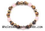 CGB8506 8mm rose quartz, grade AA yellow tiger eye & hematite energy bracelet