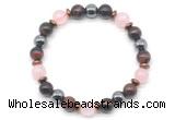 CGB8508 8mm rose quartz, red tiger eye & hematite energy bracelet