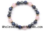 CGB8514 8mm rose quartz, blue tiger eye & hematite energy bracelet