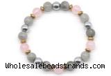 CGB8519 8mm rose quartz, labradorite & hematite energy bracelet