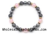 CGB8521 8mm rose quartz, black labradorite & hematite energy bracelet