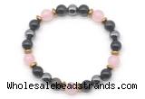 CGB8522 8mm rose quartz, golden obsidian & hematite energy bracelet