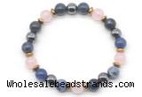 CGB8523 8mm rose quartz, sodalite & hematite energy bracelet