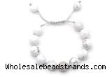 CGB8550 12mm round white howlite adjustable macrame bracelets