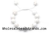 CGB8551 12mm round white howlite adjustable macrame bracelets